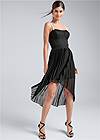 Full front view Pearl Strap Pleated Dress