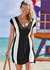 Front view Color Block V-Neck Cover-Up