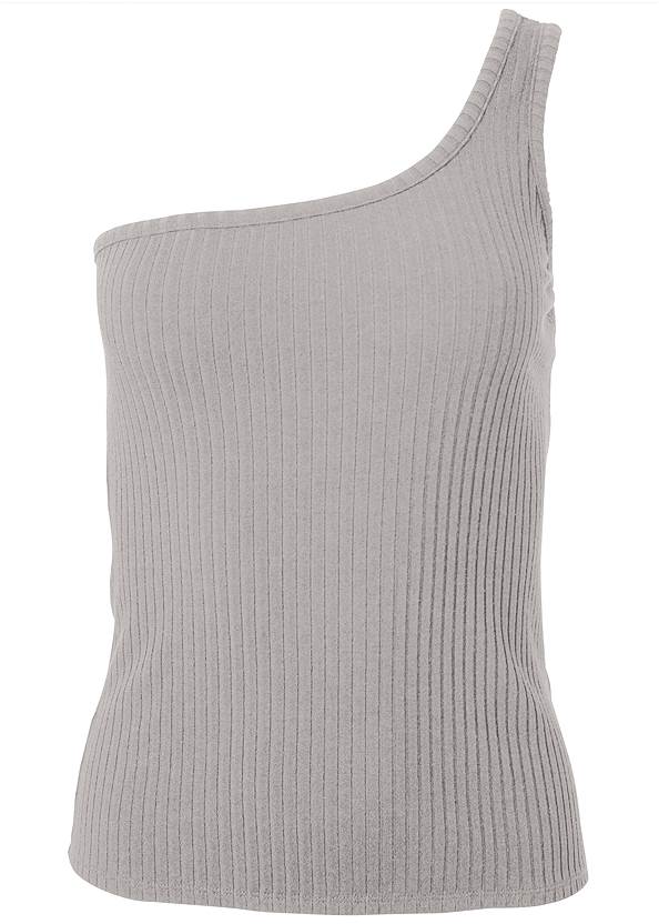 Alternate View Ribbed One-Shoulder Top