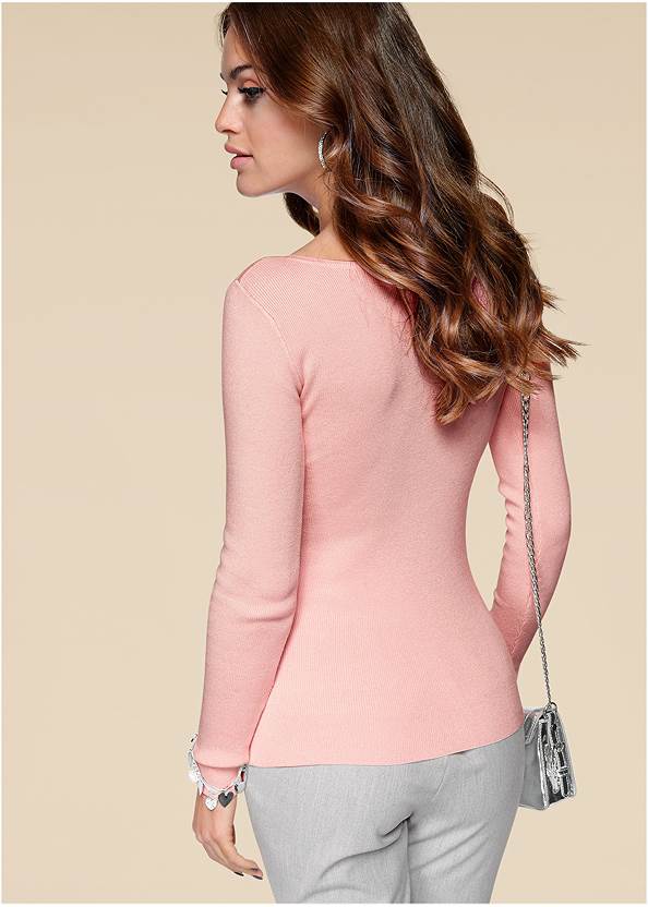 Back View Embellished Sweater