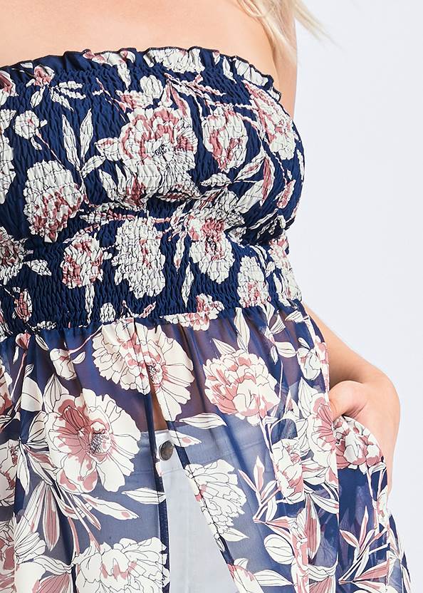 Alternate View Smocked Floral High-Low Top
