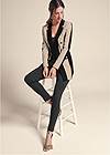 Full front view Color Block Long Blazer