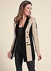 Cropped front view Color Block Long Blazer