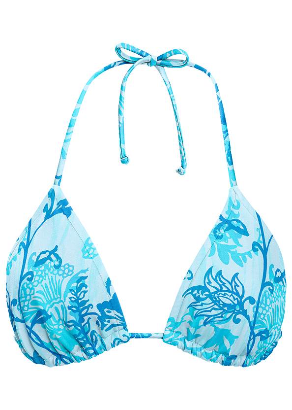 Triangle String Bikini Top in Aqua Floral Vine | VENUS