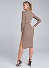 Full back view Ribbed Button Detail Dress