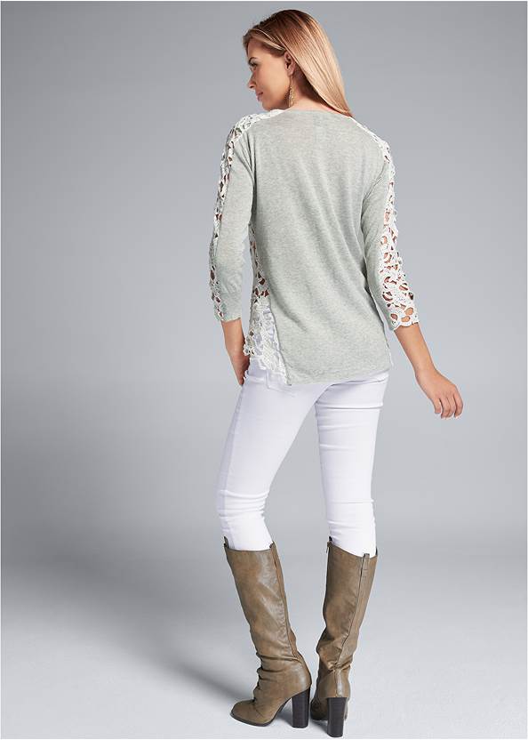 Full back view Lace Sleeve Top