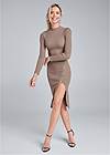 Full front view Ribbed Button Detail Dress