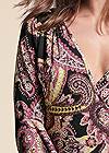 Detail front view Paisely Printed Wrap Dress