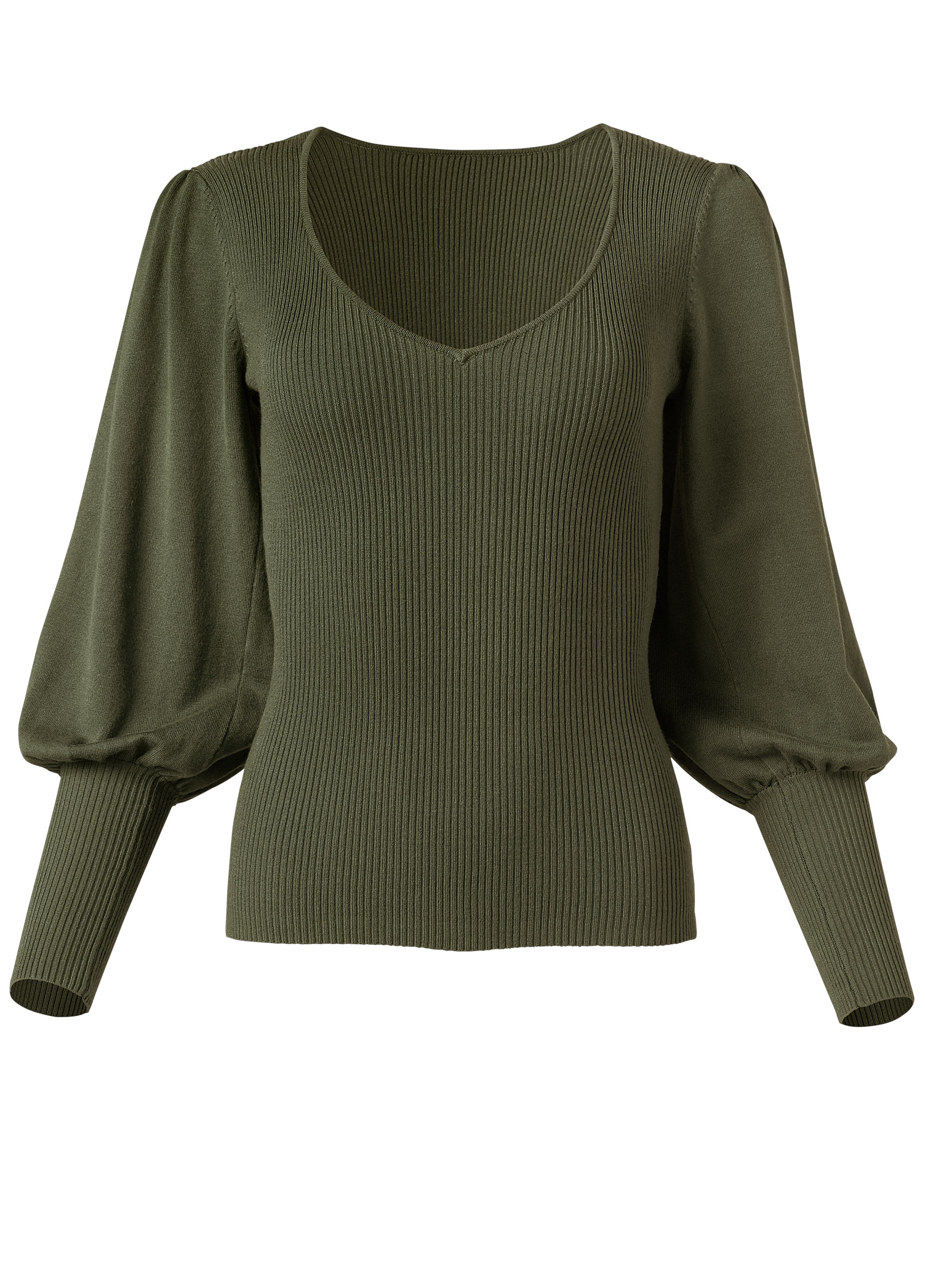 Green puff cheap sleeve sweater