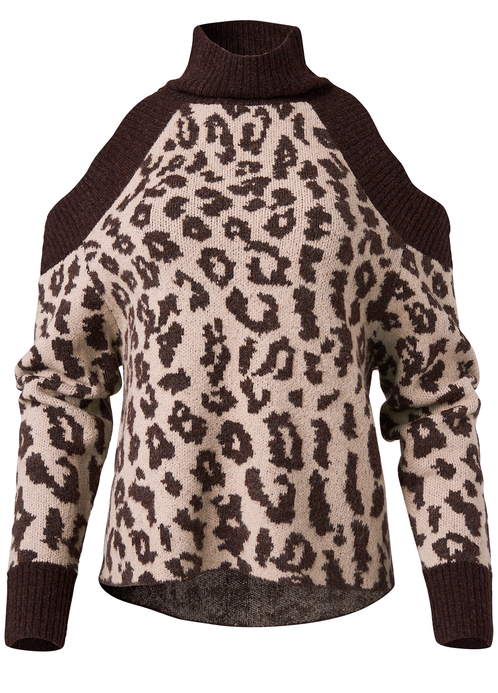 leopard cold shoulder sweaters