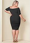 Back View Ruched Mesh Bodycon Dress
