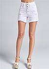 Waist down front view Ripped Jean Shorts