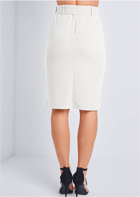 BELTED PENCIL SKIRT in Off White | VENUS