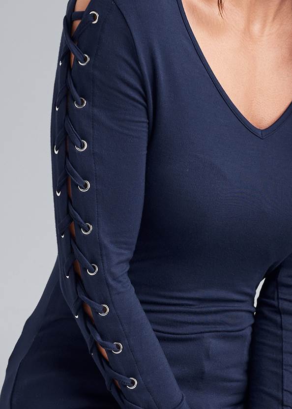 Alternate View Lace Up Sleeve Top