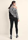 Full back view Leopard Print One-Shoulder Sweater