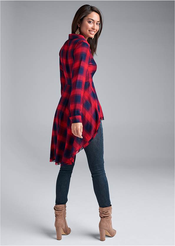 Back View Plaid High-Low Top