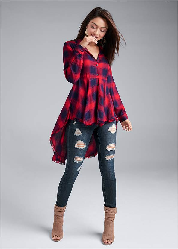 Alternate View Plaid High-Low Top