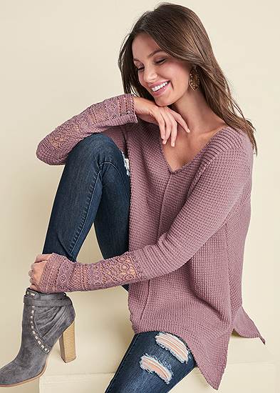 Casual Waffle Knit Top
