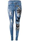 Ghost with background  view Floral Applique Skinny Jeans