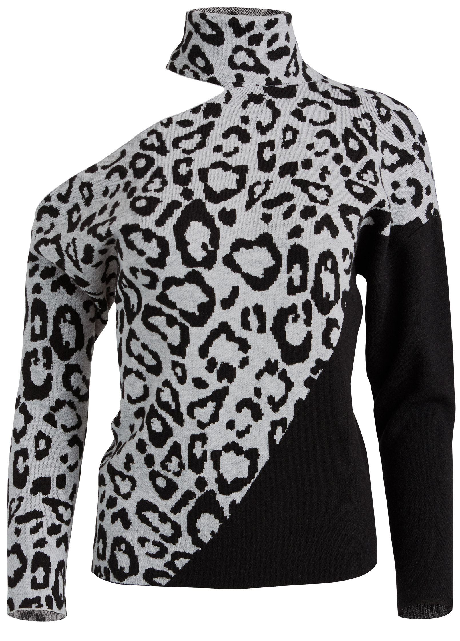 Leopard print one outlet shoulder sweatshirt