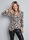 Cropped front view Tiger Print Surplice Top
