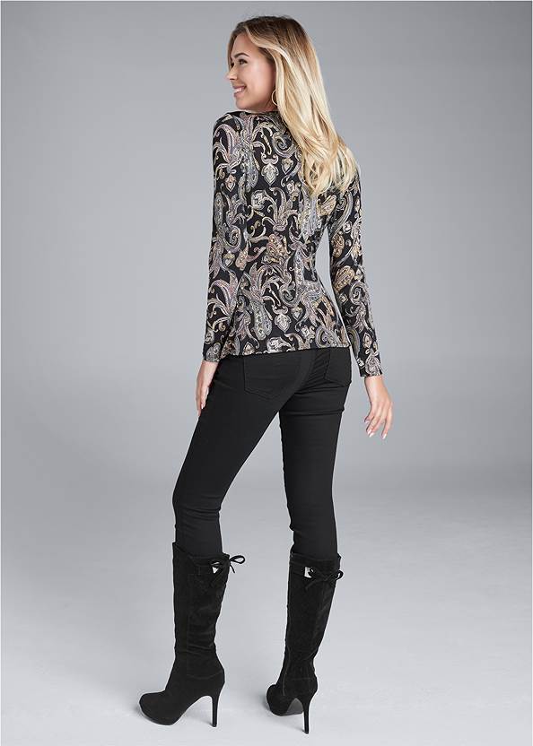 Full back view Paisley Print Belted Top