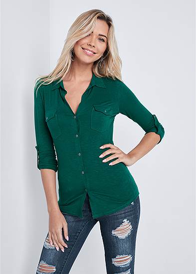 Pocket Button-Up Top