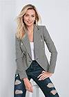 Cropped front view Houndstooth Double Breasted Blazer