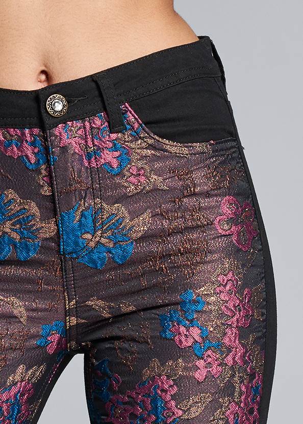 Detail front view Brocade Skinny Jeans