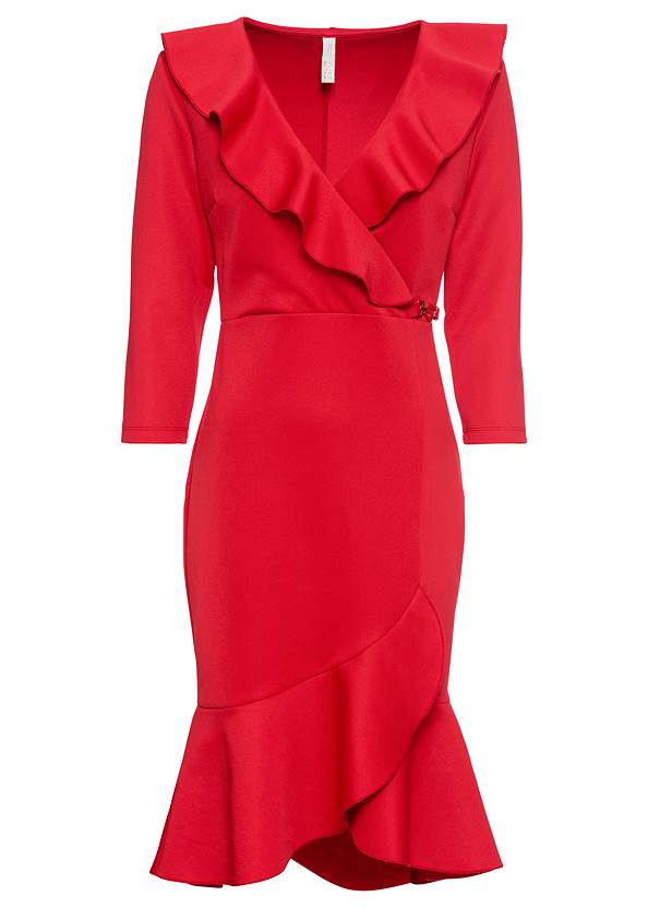 Wrap Detail Dress in Red | VENUS