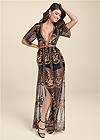 Front View Metallic Embroidered Romper