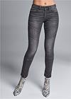 Cropped Front View Stud Detail Skinny Jeans