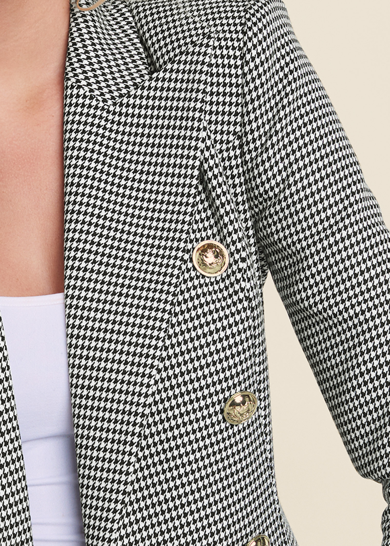 Houndstooth Double Breasted Blazer in Black & White | VENUS