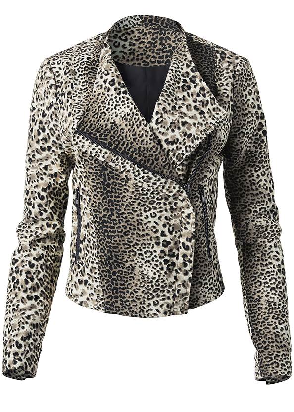 Alternate View Leopard Print Moto Jacket