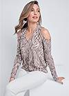 Cropped front view Shimmer Paisley Top