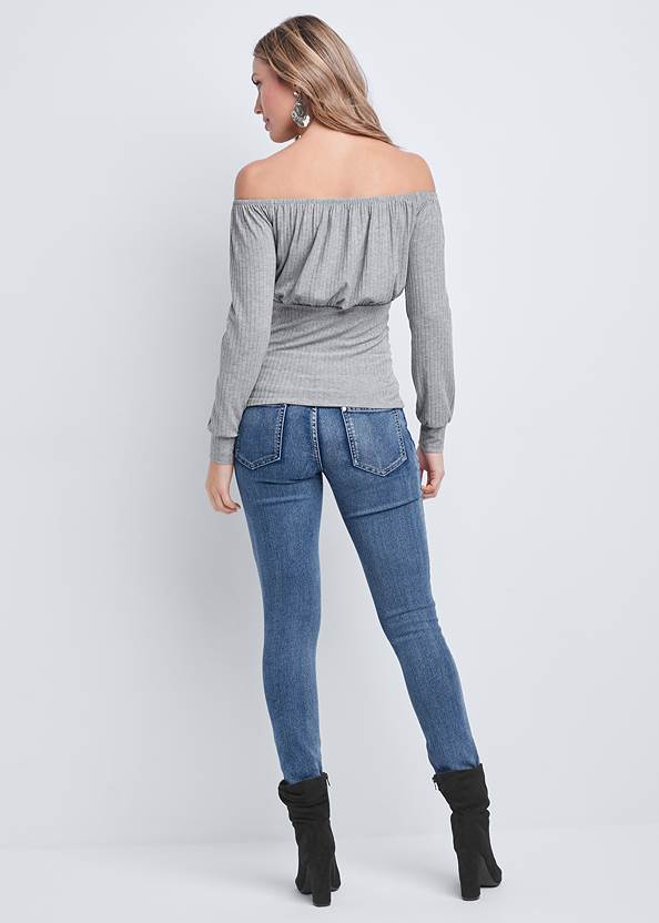 Alternate View Off-The-Shoulder Ribbed Top