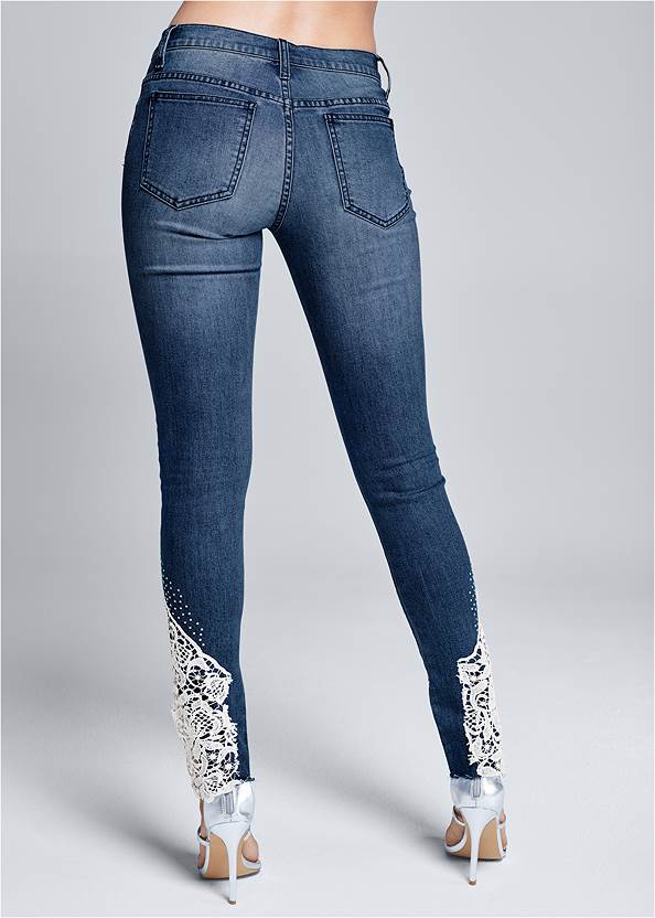 Back View Lace Inset Skinny Jeans