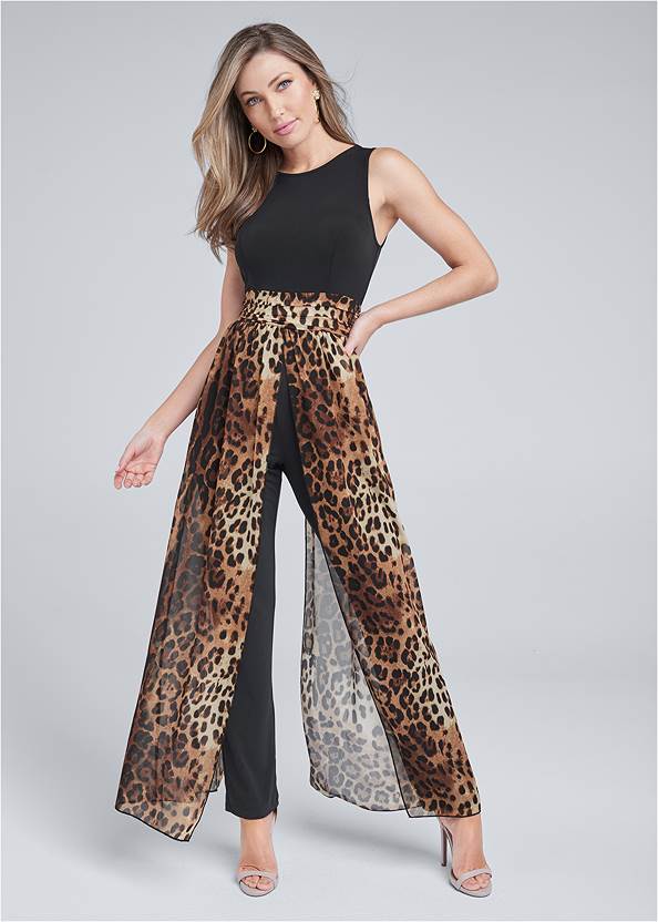 Front View Animal Overlay Jumpsuit