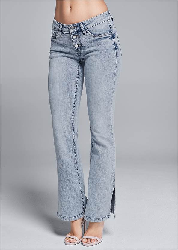 Front View Slit Detail Bootcut Jeans