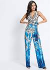 Full front view Mixed Print Halter Jumpsuit