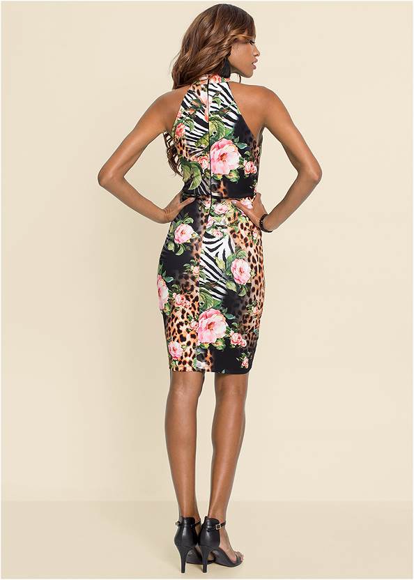 Full back view Printed Bodycon Dress