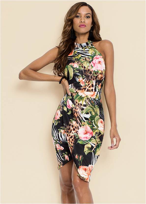Full front view Printed Bodycon Dress