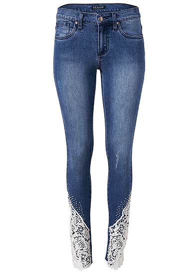Plus Size Lace Inset Skinny Jeans