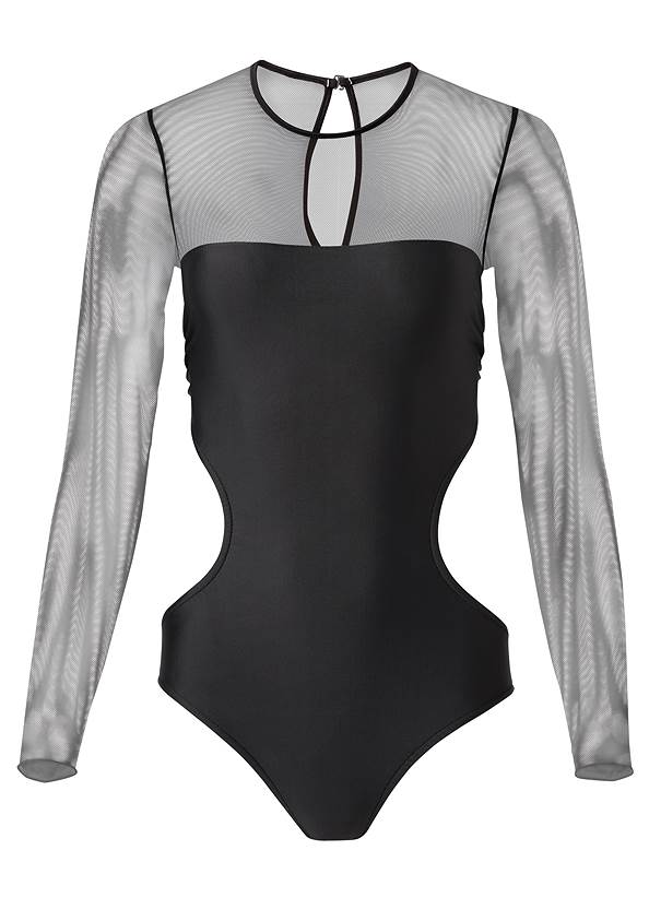 Ghost with background  view Sports Illustrated Swim™ Mesh Long Sleeve One-Piece