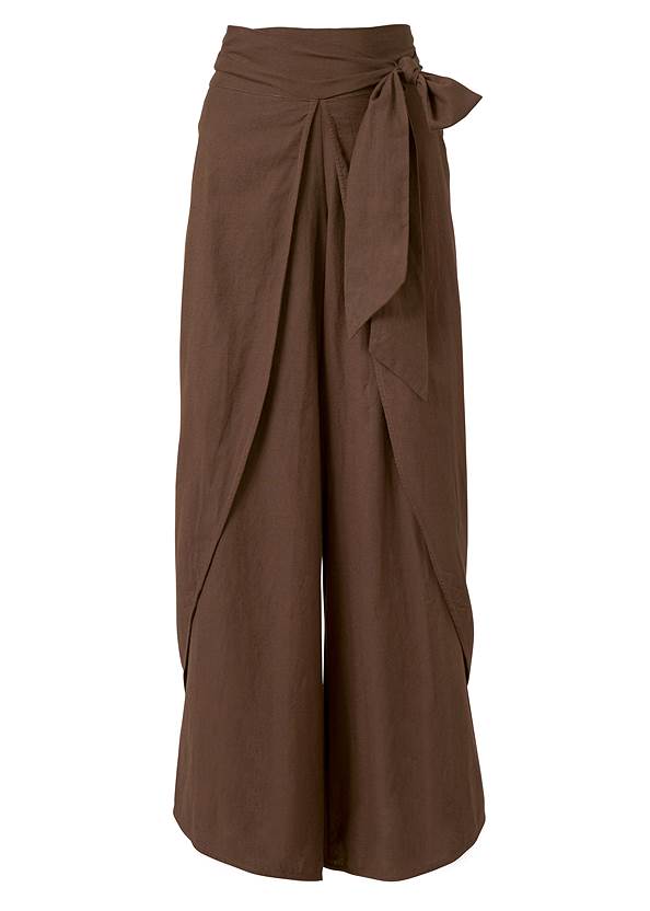 Ghost with background  view Wrap Front Wide Leg Linen Pants