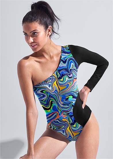 Sports Illustrated Swim™ Color Block One Sleeve One-Piece