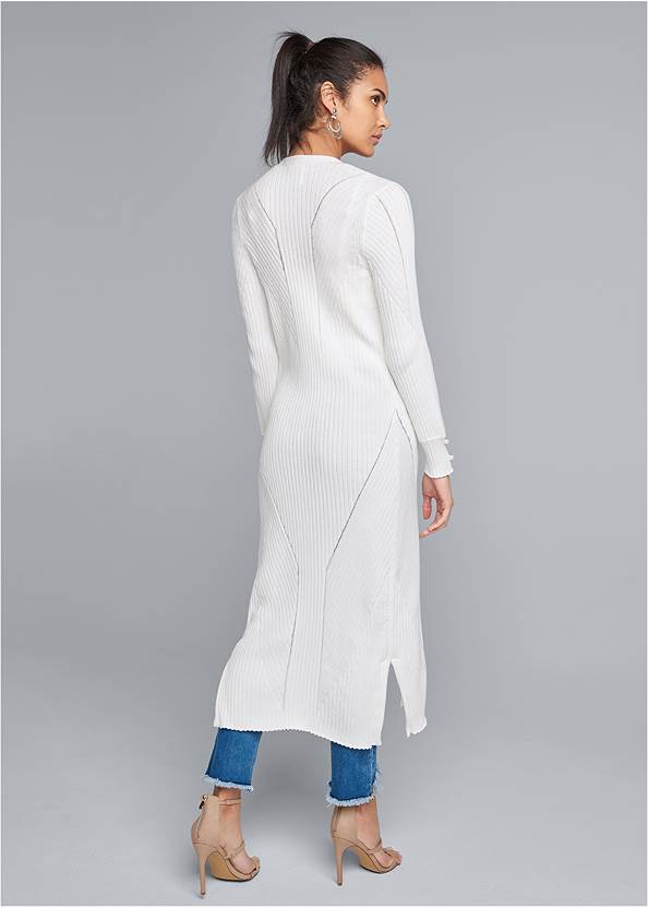 Back View Pointelle Blouse Sleeve Duster