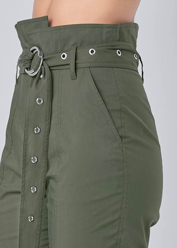 Detail side view Belted High Waist Utility Pants