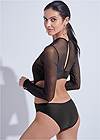 Cropped back view Sports Illustrated Swim™ Mesh Long Sleeve One-Piece