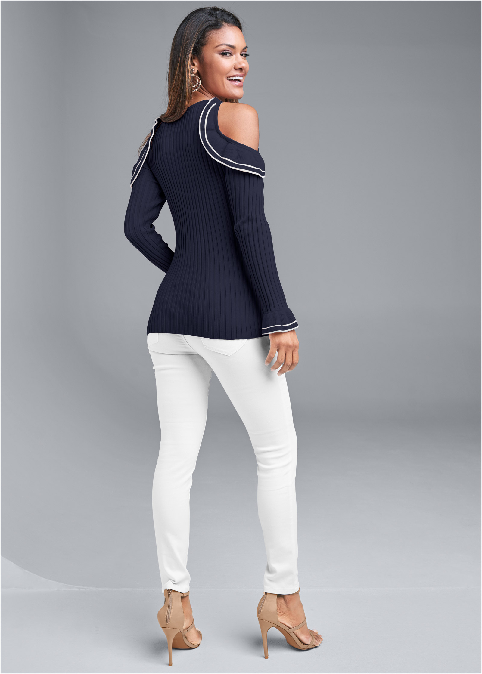 Cold shoulder sweater in Navy VENUS